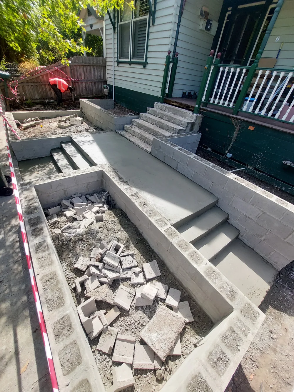 Poured stairs & retaining wall